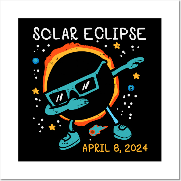 Total Solar Eclipse April 8 2024 Retro Groovy Women Kids Men Wall Art by SmilArt